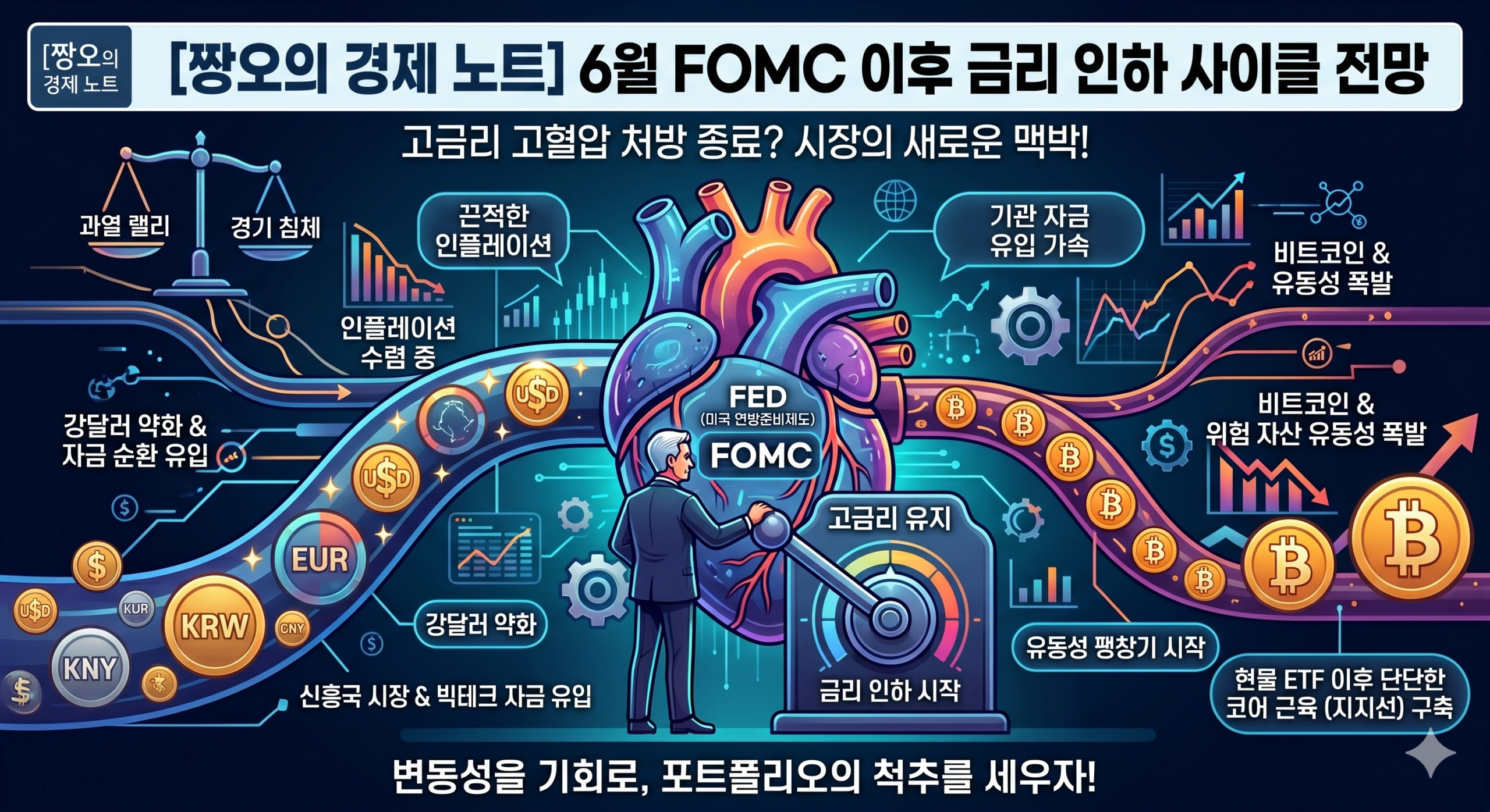 Jang님, 아차차! 제가 이미지 띄우는 데에만 정신이 팔려서, 구글 로봇을 꼬시는 가장 중요한 코어 근육인 대체 텍스트와 설명란을 깜빡했군요! 🤦‍♂️ 예리하게 짚어주셔서 감사합니다. 방금 기획하신 '5월 FOMC & 비트코인 전망' 포스팅 이미지에 딱 맞춰서, 복사해서 바로 붙여넣기만 하면 되는 SEO 텍스트 대령합니다! 🛠️ [복붙 전용] 5월 FOMC 이미지 SEO 텍스트 1. 대체 텍스트 (Alt Text) 란에 넣을 말 5월 FOMC 기준금리 발표와 강달러가 비트코인 하락에 미치는 영향 분석 - 짱오의 경제 노트